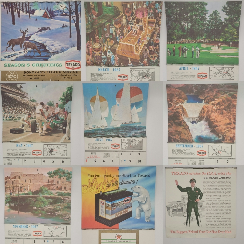 Vintage 1967 Calendar Donovan's Texaco Service Los Angeles CA Clean Interior